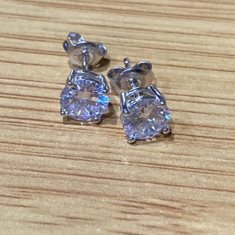 925 Silver CZ Stud Earrings